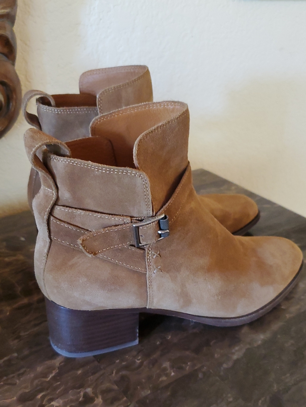 Rag & Bone Buckle Walker Boots Golden Brown Suede